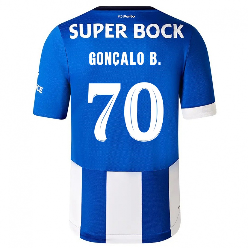 Hombre Fútbol Camiseta Goncalo Borges #70 Azul Blanco 1ª Equipación 2023/24