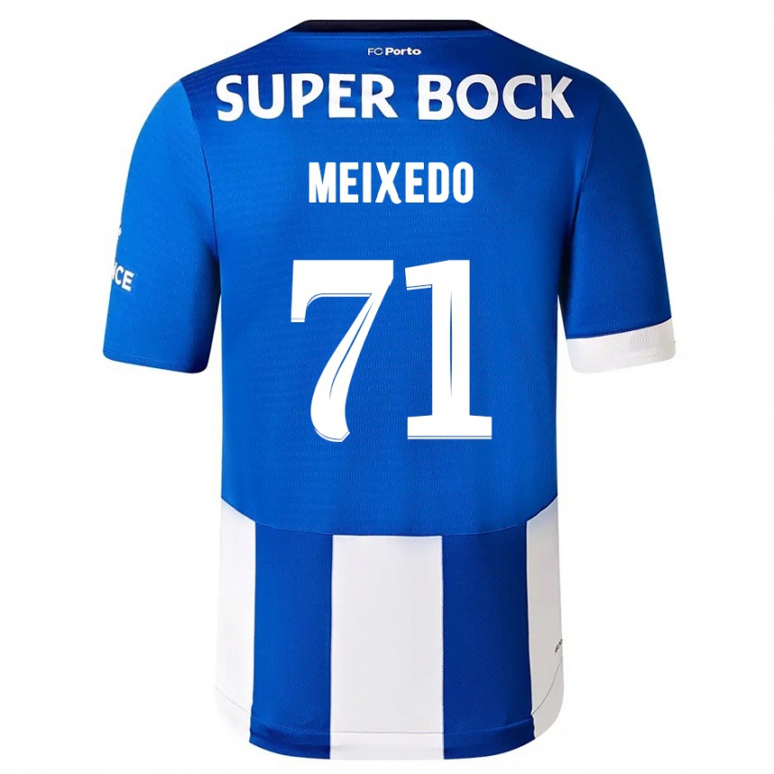 Hombre Fútbol Camiseta Francisco Meixedo #71 Azul Blanco 1ª Equipación 2023/24