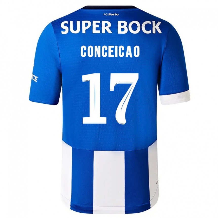 Hombre Fútbol Camiseta Rodrigo Conceicao #17 Azul Blanco 1ª Equipación 2023/24