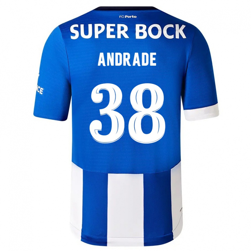 Hombre Fútbol Camiseta Fernando Andrade #38 Azul Blanco 1ª Equipación 2023/24
