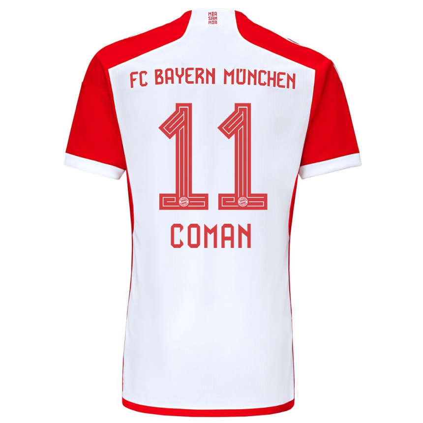 Hombre Fútbol Camiseta Kingsley Coman #11 Rojo Blanco 1ª Equipación 2023/24