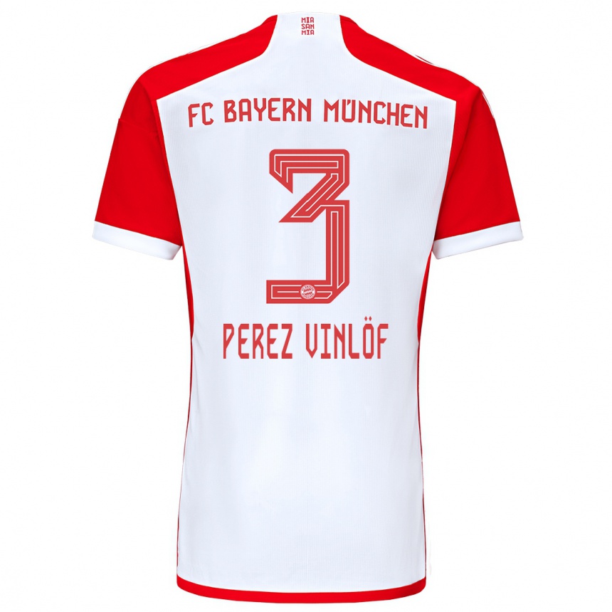 Hombre Fútbol Camiseta Matteo Perez Vinlöf #3 Rojo Blanco 1ª Equipación 2023/24