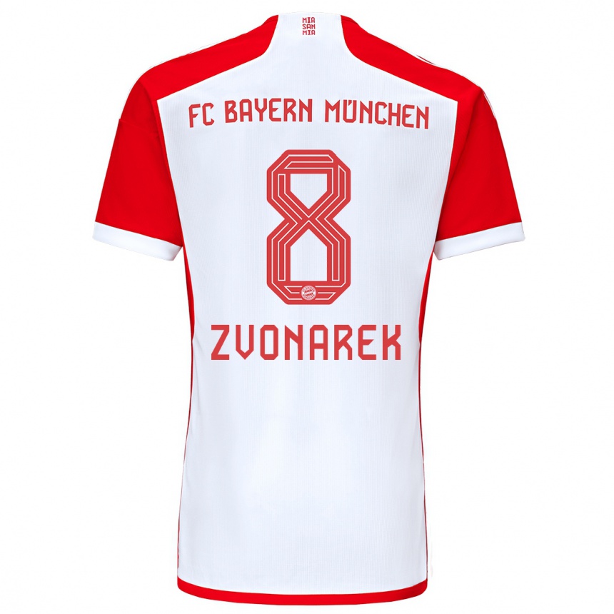 Hombre Fútbol Camiseta Lovro Zvonarek #8 Rojo Blanco 1ª Equipación 2023/24