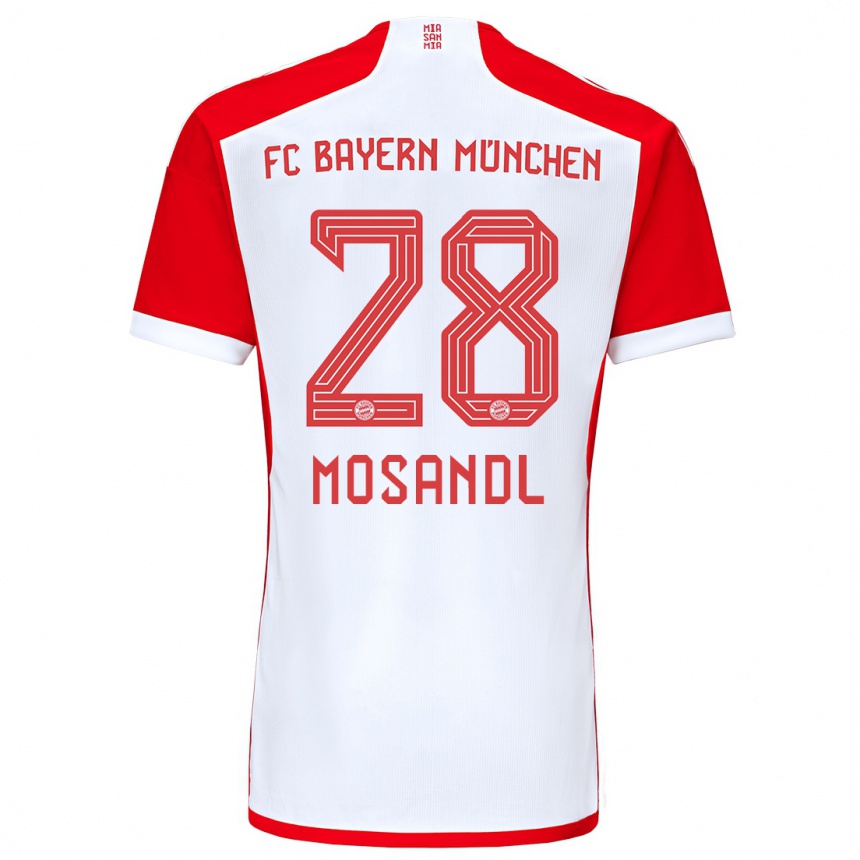 Hombre Fútbol Camiseta Moritz Mosandl #28 Rojo Blanco 1ª Equipación 2023/24