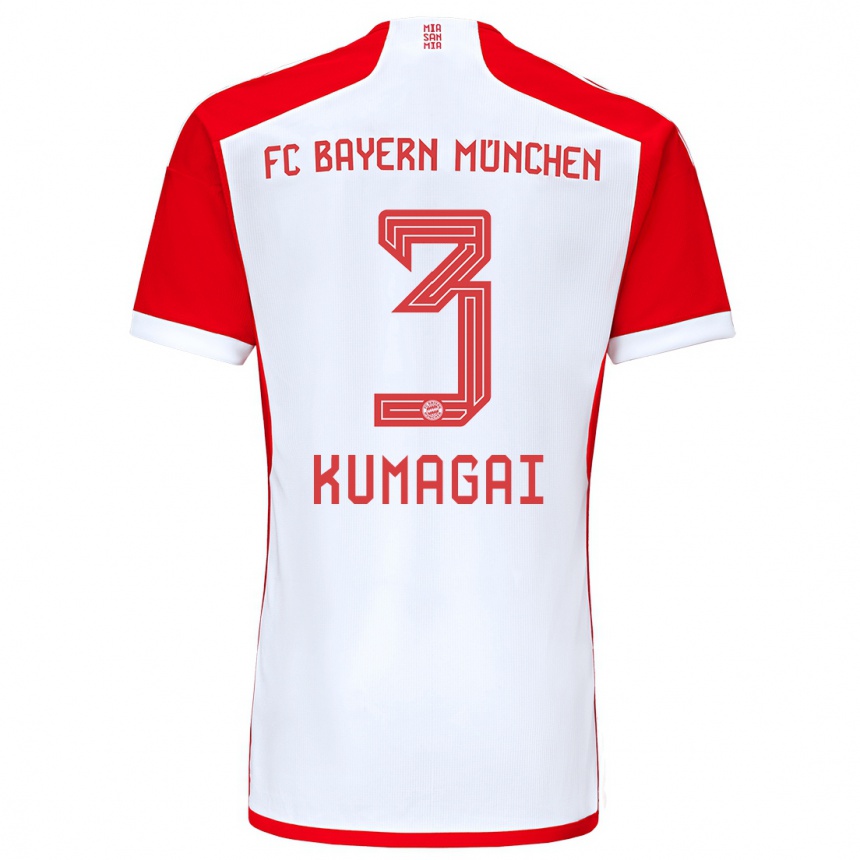 Hombre Fútbol Camiseta Saki Kumagai #3 Rojo Blanco 1ª Equipación 2023/24