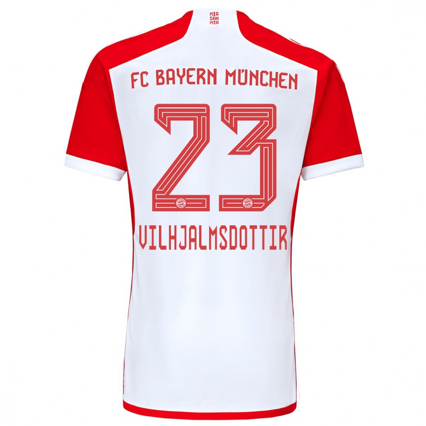 Hombre Fútbol Camiseta Karolina Lea Vilhjalmsdottir #23 Rojo Blanco 1ª Equipación 2023/24