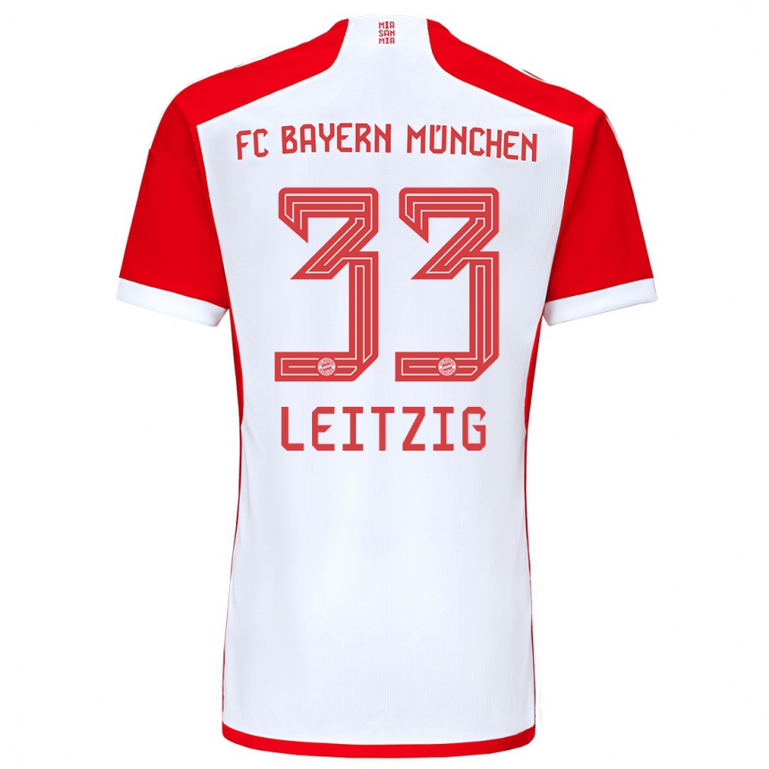 Hombre Fútbol Camiseta Janina Leitzig #33 Rojo Blanco 1ª Equipación 2023/24