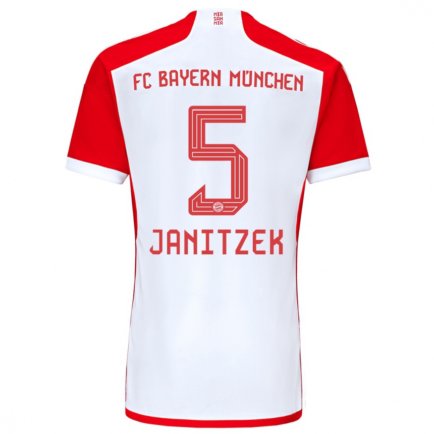 Hombre Fútbol Camiseta Justin Janitzek #5 Rojo Blanco 1ª Equipación 2023/24