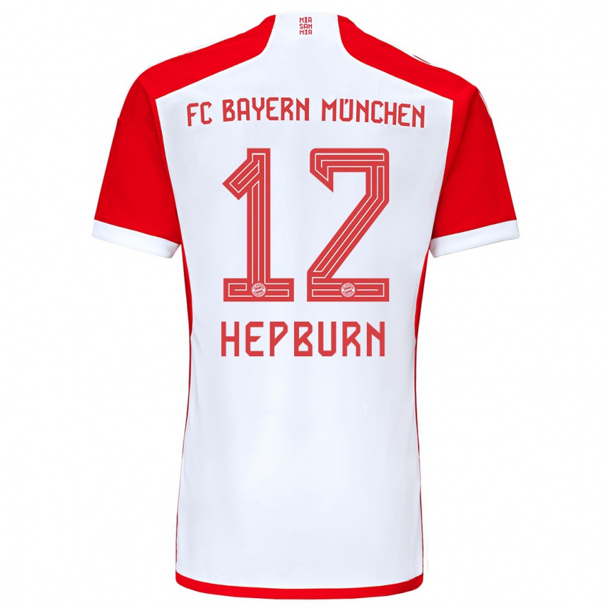 Hombre Fútbol Camiseta Barry Hepburn #12 Rojo Blanco 1ª Equipación 2023/24