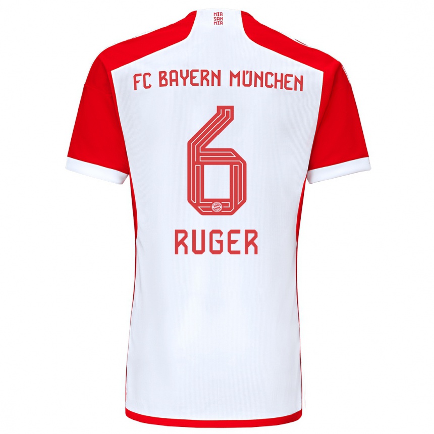 Hombre Fútbol Camiseta Kurt Ruger #6 Rojo Blanco 1ª Equipación 2023/24