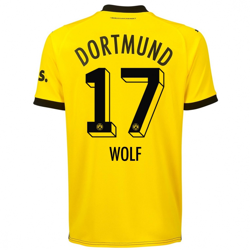 Hombre Fútbol Camiseta Marius Wolf #17 Amarillo 1ª Equipación 2023/24