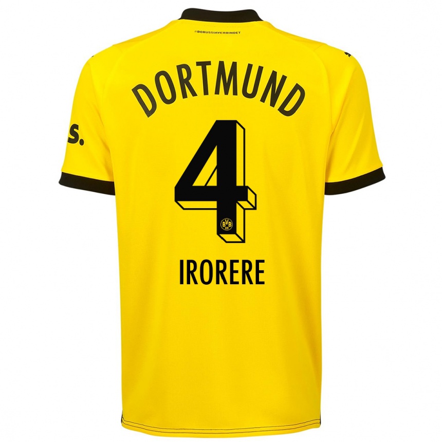 Hombre Fútbol Camiseta Felix Irorere #4 Amarillo 1ª Equipación 2023/24