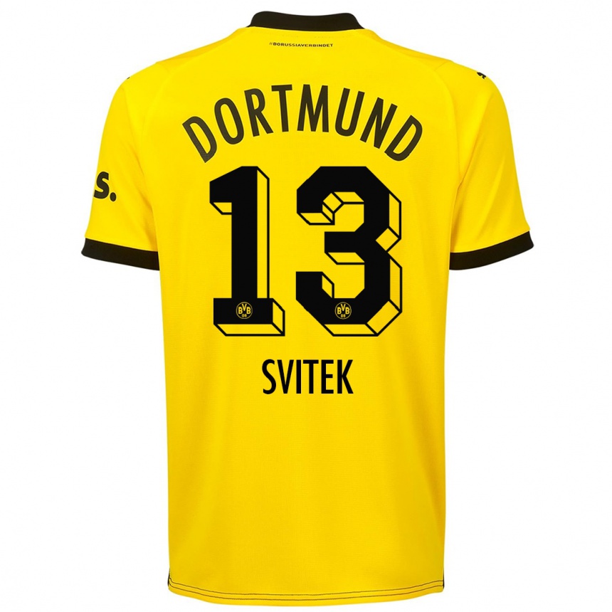 Hombre Fútbol Camiseta Leon Svitek #13 Amarillo 1ª Equipación 2023/24