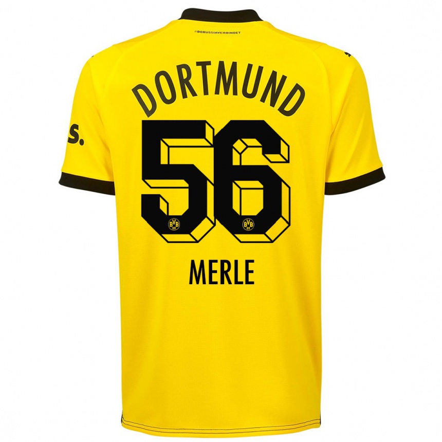 Hombre Fútbol Camiseta Albers Merle #56 Amarillo 1ª Equipación 2023/24