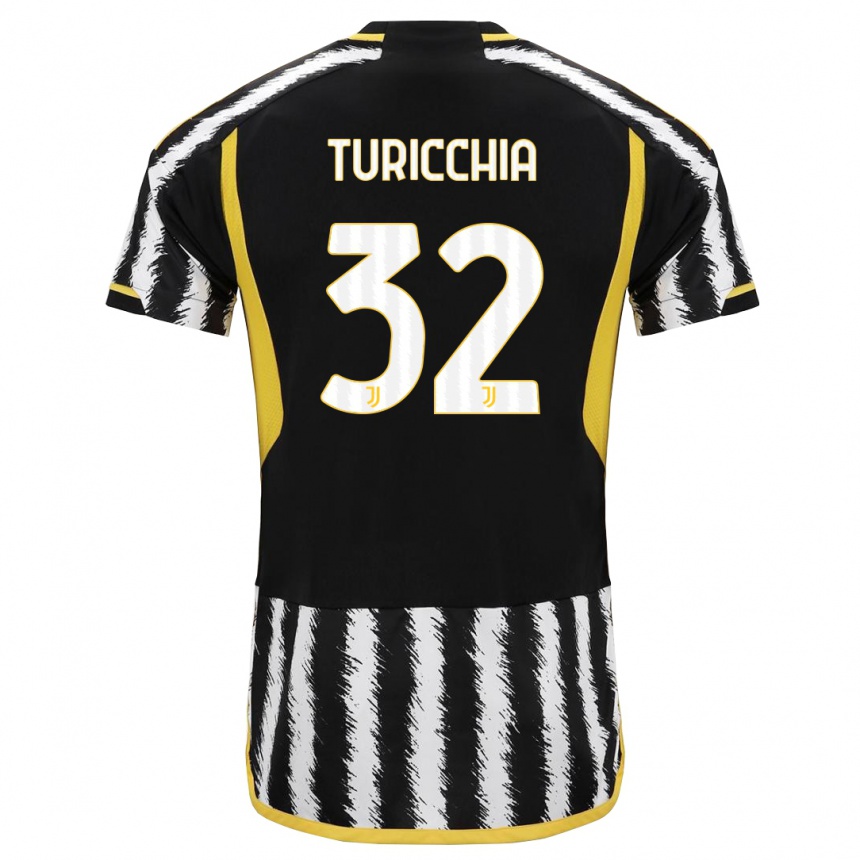 Hombre Fútbol Camiseta Riccardo Turicchia #32 Blanco Negro 1ª Equipación 2023/24