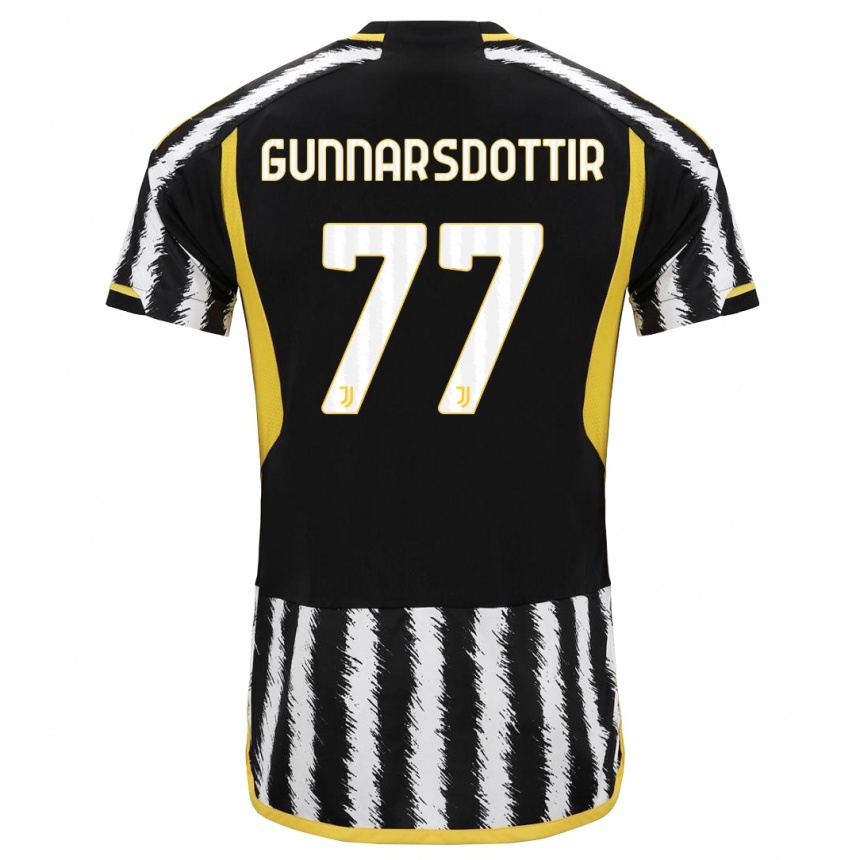 Hombre Fútbol Camiseta Sara Bjork Gunnarsdottir #77 Blanco Negro 1ª Equipación 2023/24