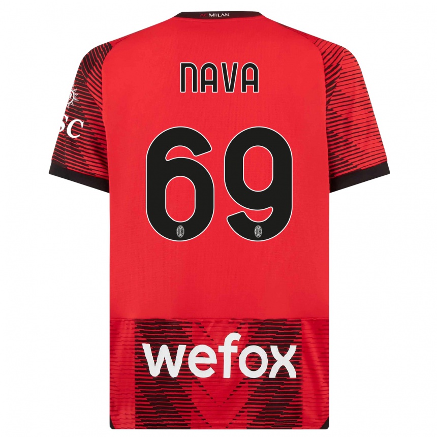 Hombre Fútbol Camiseta Lapo Nava #69 Negro Rojo 1ª Equipación 2023/24