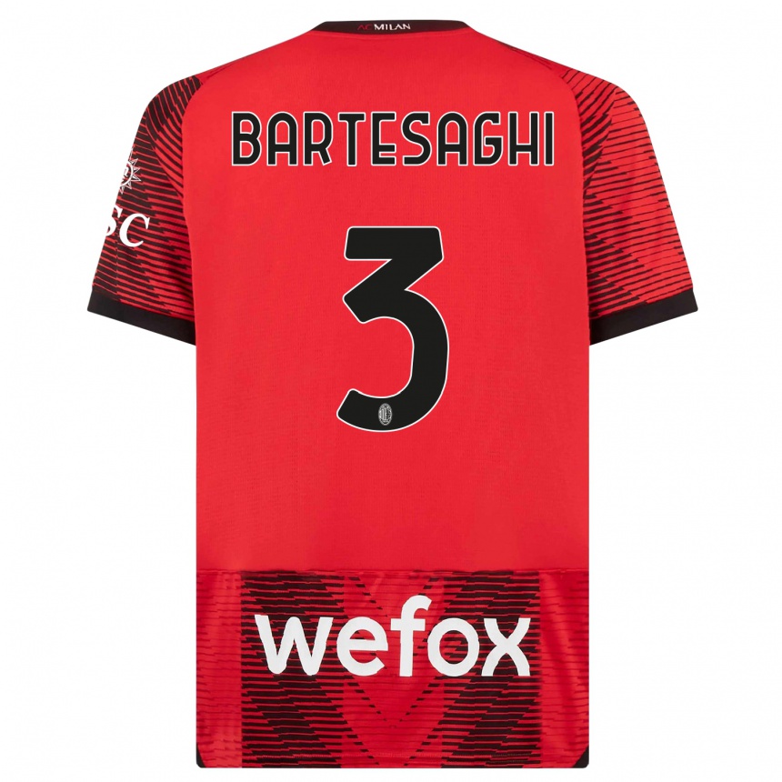 Hombre Fútbol Camiseta Davide Bartesaghi #3 Negro Rojo 1ª Equipación 2023/24