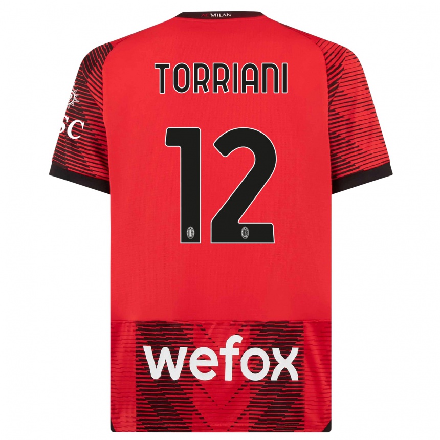 Hombre Fútbol Camiseta Lorenzo Torriani #12 Negro Rojo 1ª Equipación 2023/24