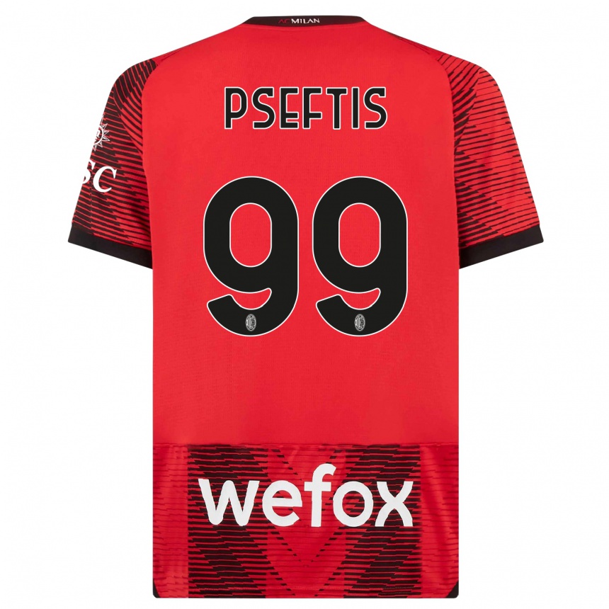 Hombre Fútbol Camiseta Fotios Pseftis #99 Negro Rojo 1ª Equipación 2023/24