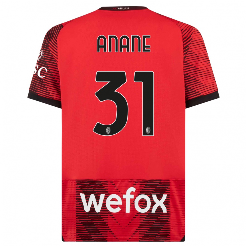 Hombre Fútbol Camiseta Emmanuel Anane #31 Negro Rojo 1ª Equipación 2023/24