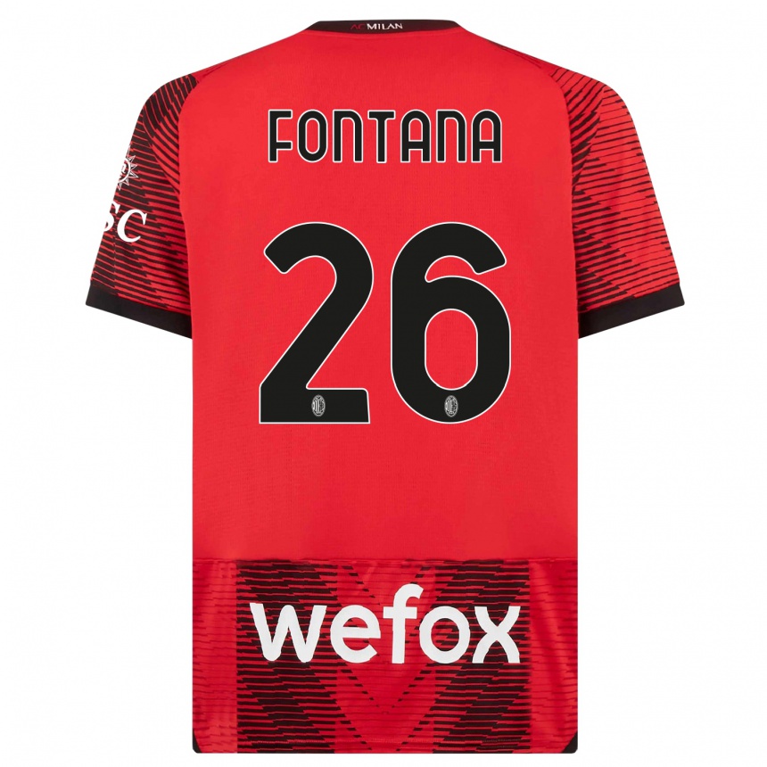 Hombre Fútbol Camiseta Francesco Fontana #26 Negro Rojo 1ª Equipación 2023/24