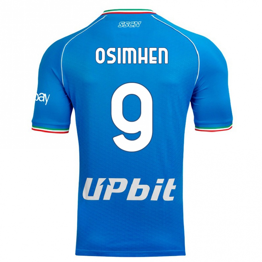 Hombre Fútbol Camiseta Victor Osimhen #9 Cielo Azul 1ª Equipación 2023/24