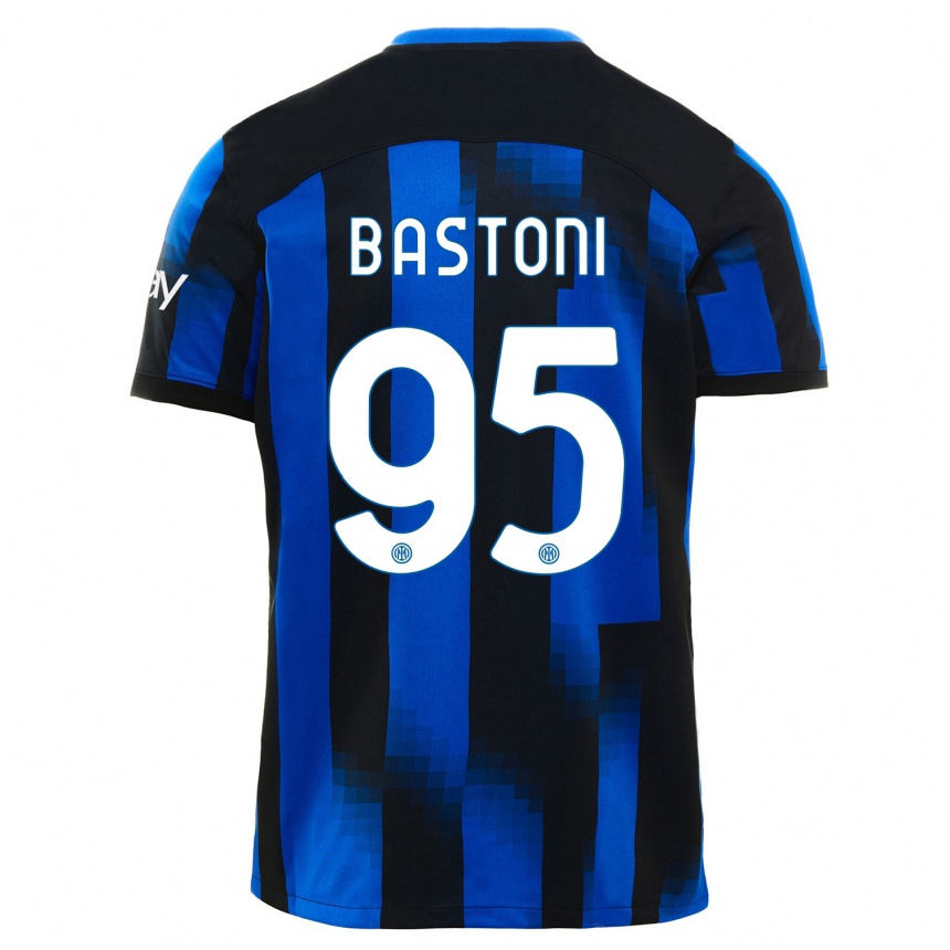 Hombre Fútbol Camiseta Alessandro Bastoni #95 Azul Negro 1ª Equipación 2023/24