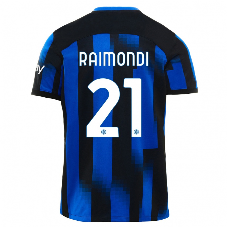 Hombre Fútbol Camiseta Paolo Raimondi #21 Azul Negro 1ª Equipación 2023/24