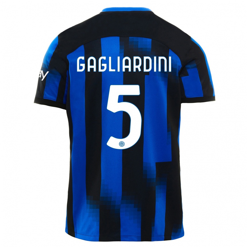Hombre Fútbol Camiseta Roberto Gagliardini #5 Azul Negro 1ª Equipación 2023/24
