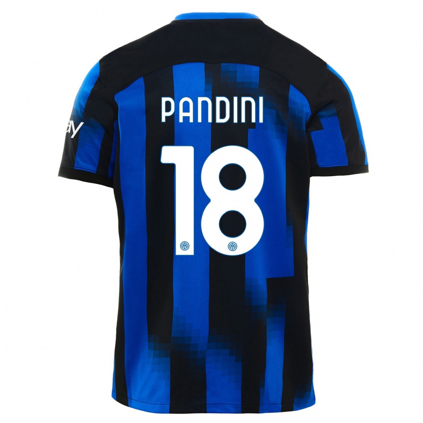 Hombre Fútbol Camiseta Marta Pandini #18 Azul Negro 1ª Equipación 2023/24
