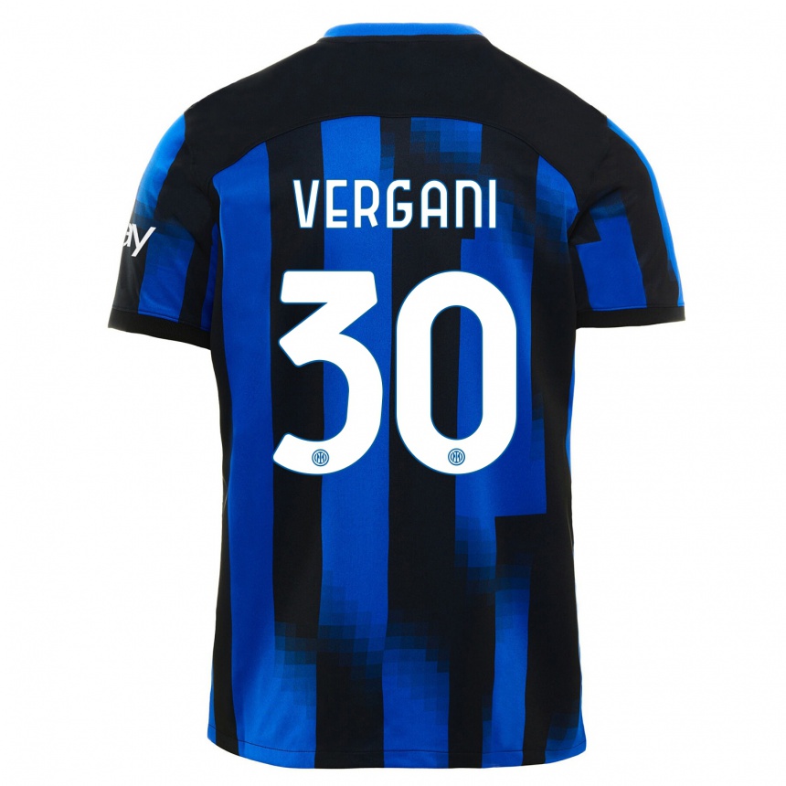 Hombre Fútbol Camiseta Bianca Vergani #30 Azul Negro 1ª Equipación 2023/24