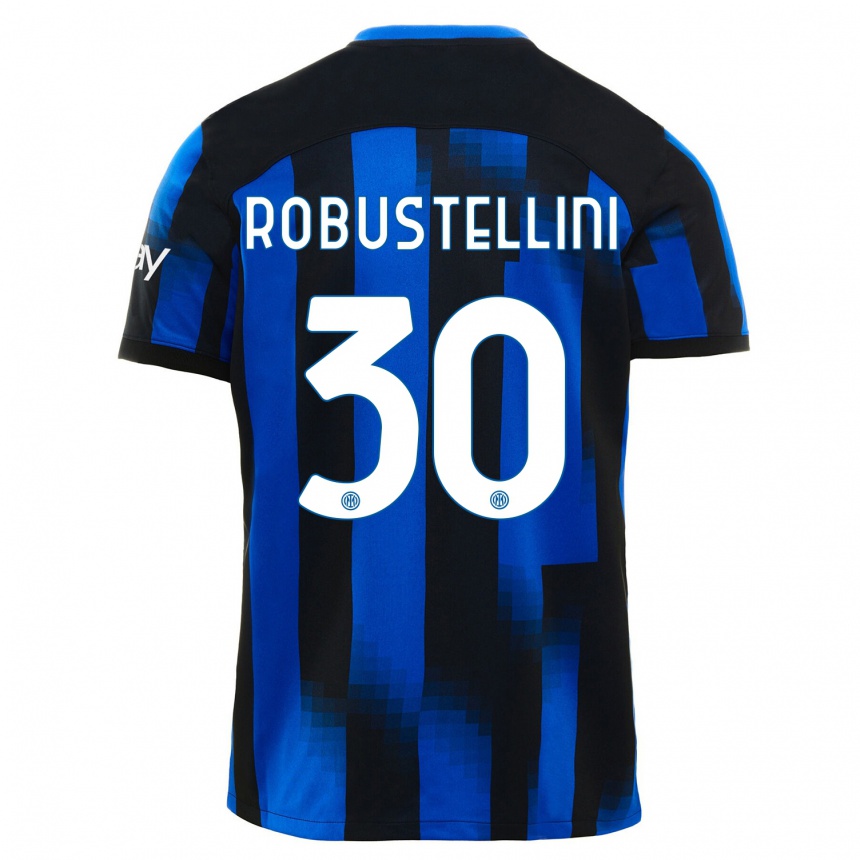 Hombre Fútbol Camiseta Chiara Robustellini #30 Azul Negro 1ª Equipación 2023/24