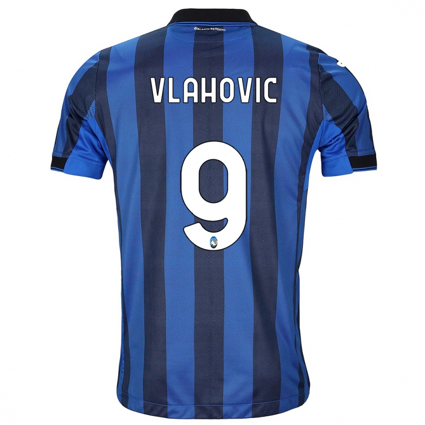 Hombre Fútbol Camiseta Vanja Vlahovic #9 Azul Negro 1ª Equipación 2023/24