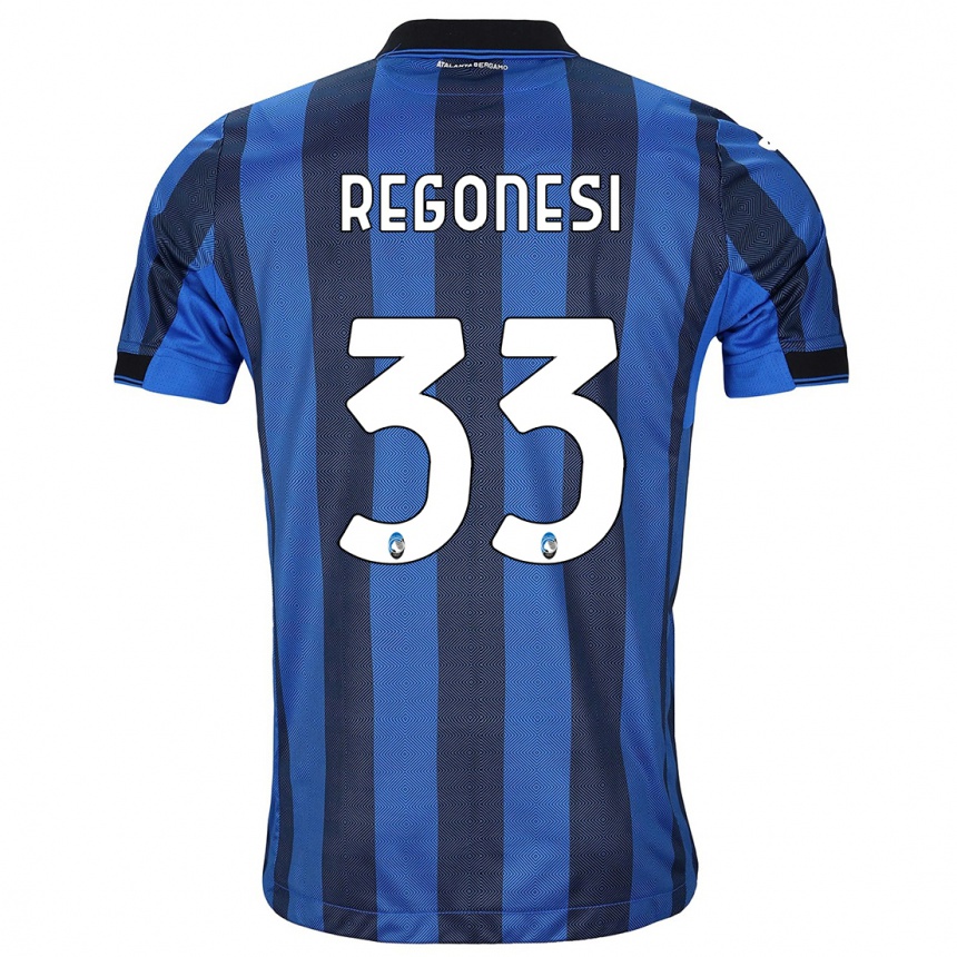 Hombre Fútbol Camiseta Iacopo Regonesi #33 Azul Negro 1ª Equipación 2023/24