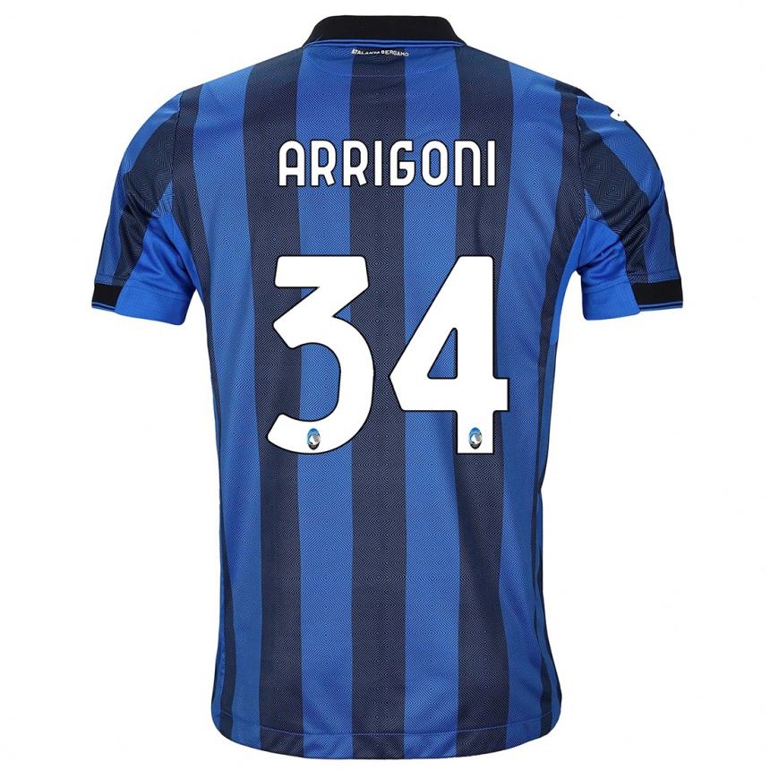 Hombre Fútbol Camiseta Mattia Arrigoni #34 Azul Negro 1ª Equipación 2023/24