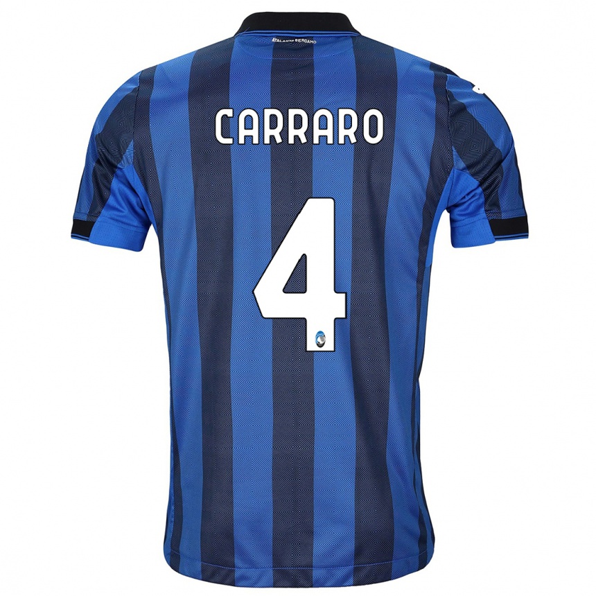 Hombre Fútbol Camiseta Marco Carraro #4 Azul Negro 1ª Equipación 2023/24