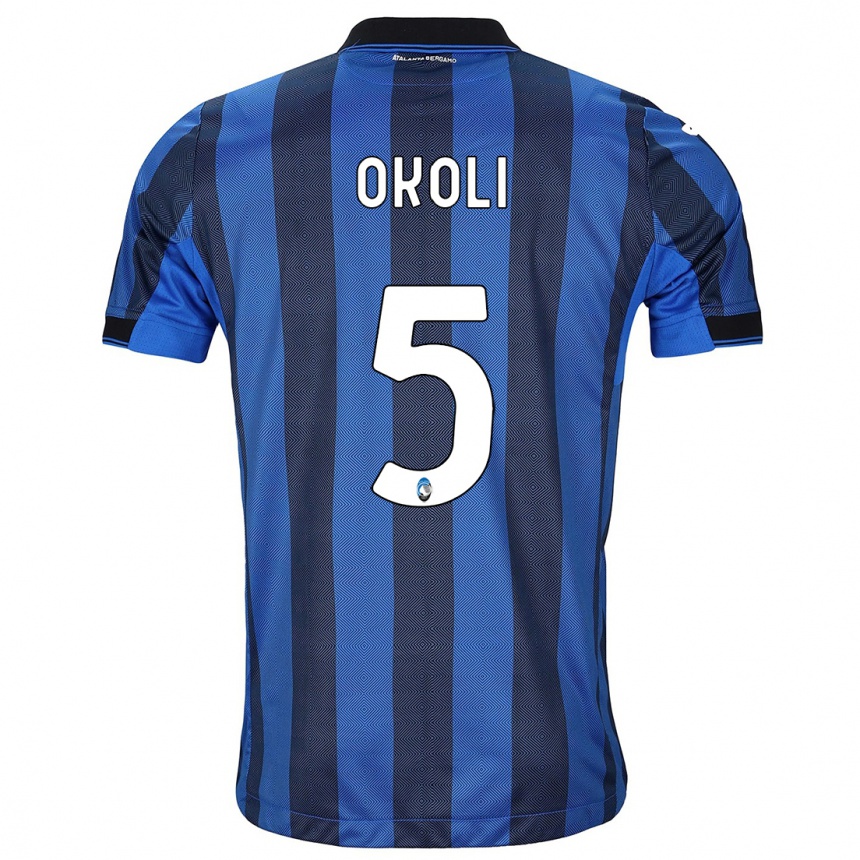 Hombre Fútbol Camiseta Caleb Okoli #5 Azul Negro 1ª Equipación 2023/24