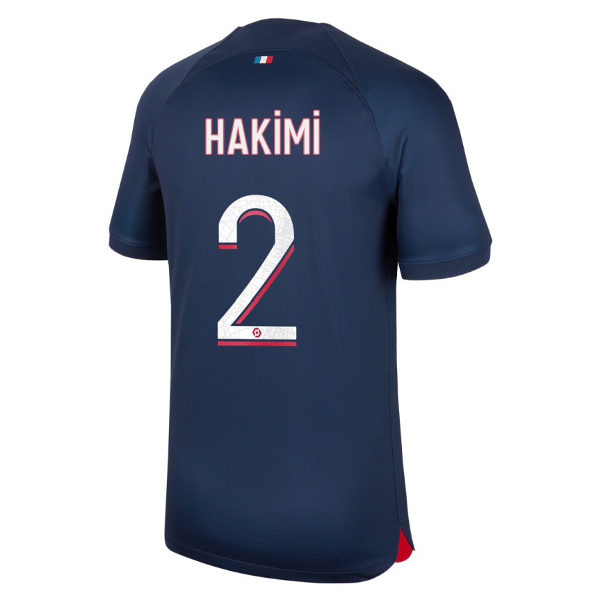 Hombre Fútbol Camiseta Achraf Hakimi #2 Azul Rojo 1ª Equipación 2023/24