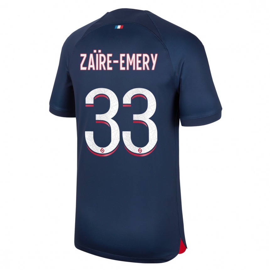 Hombre Fútbol Camiseta Warren Zaire Emery #33 Azul Rojo 1ª Equipación 2023/24