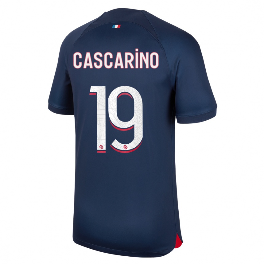 Hombre Fútbol Camiseta Estelle Cascarino #19 Azul Rojo 1ª Equipación 2023/24