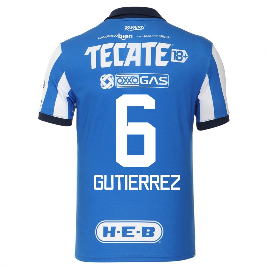 Hombre Fútbol Camiseta Edson Gutierrez #6 Azul Blanco 1ª Equipación 2023/24