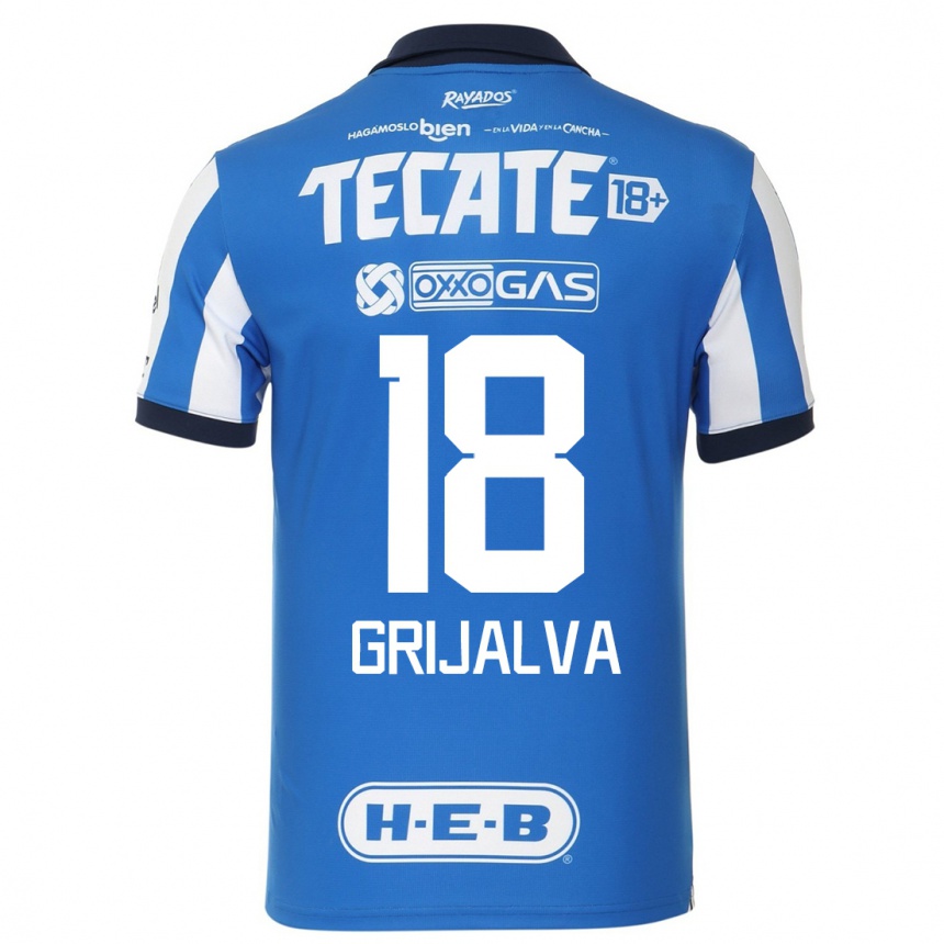 Hombre Fútbol Camiseta Axel Grijalva #18 Azul Blanco 1ª Equipación 2023/24