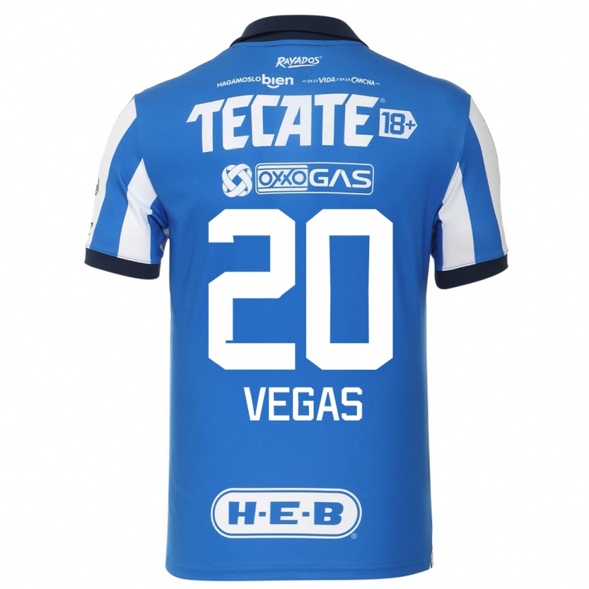 Hombre Fútbol Camiseta Sebastian Vegas #20 Azul Blanco 1ª Equipación 2023/24