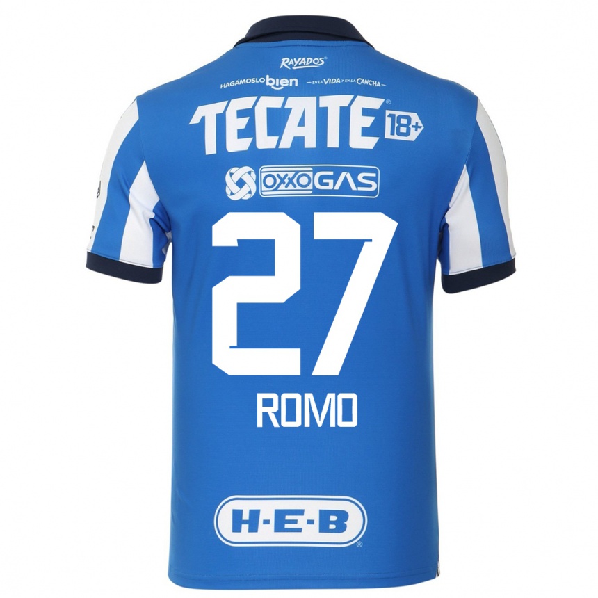 Hombre Fútbol Camiseta Luis Romo #27 Azul Blanco 1ª Equipación 2023/24