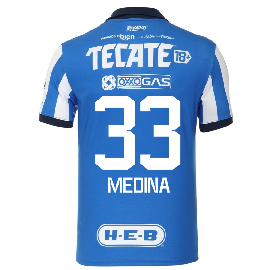 Hombre Fútbol Camiseta Stefan Medina #33 Azul Blanco 1ª Equipación 2023/24
