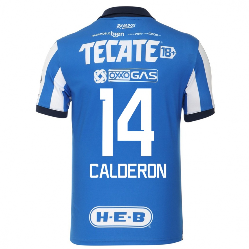 Hombre Fútbol Camiseta Alejandra Calderon #14 Azul Blanco 1ª Equipación 2023/24
