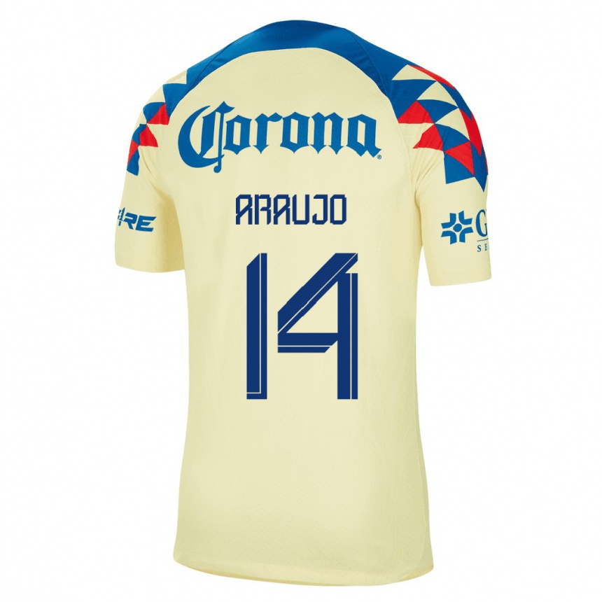 Hombre Fútbol Camiseta Nestor Araujo #14 Amarillo 1ª Equipación 2023/24