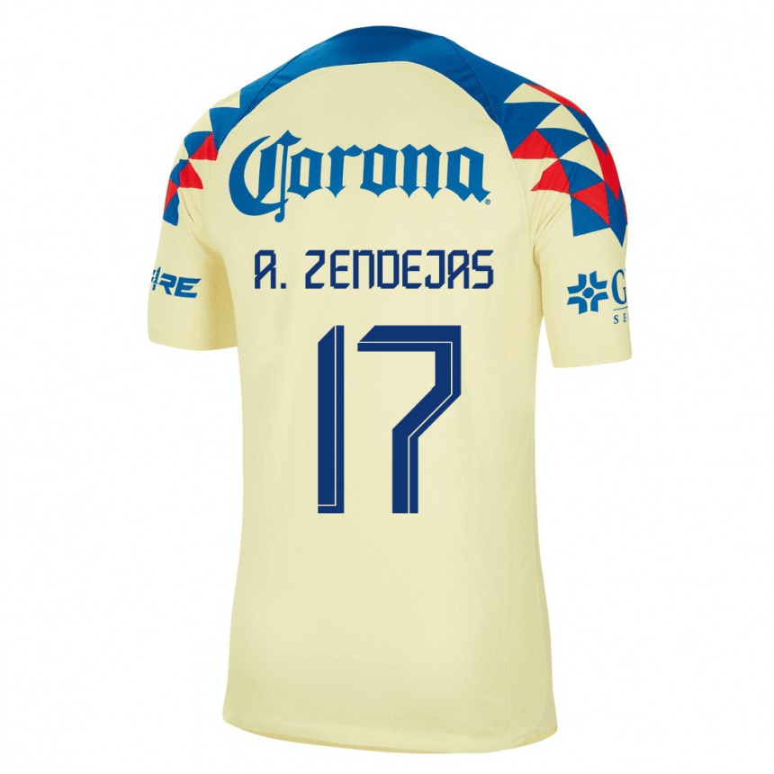 Hombre Fútbol Camiseta Alejandro Zendejas #17 Amarillo 1ª Equipación 2023/24