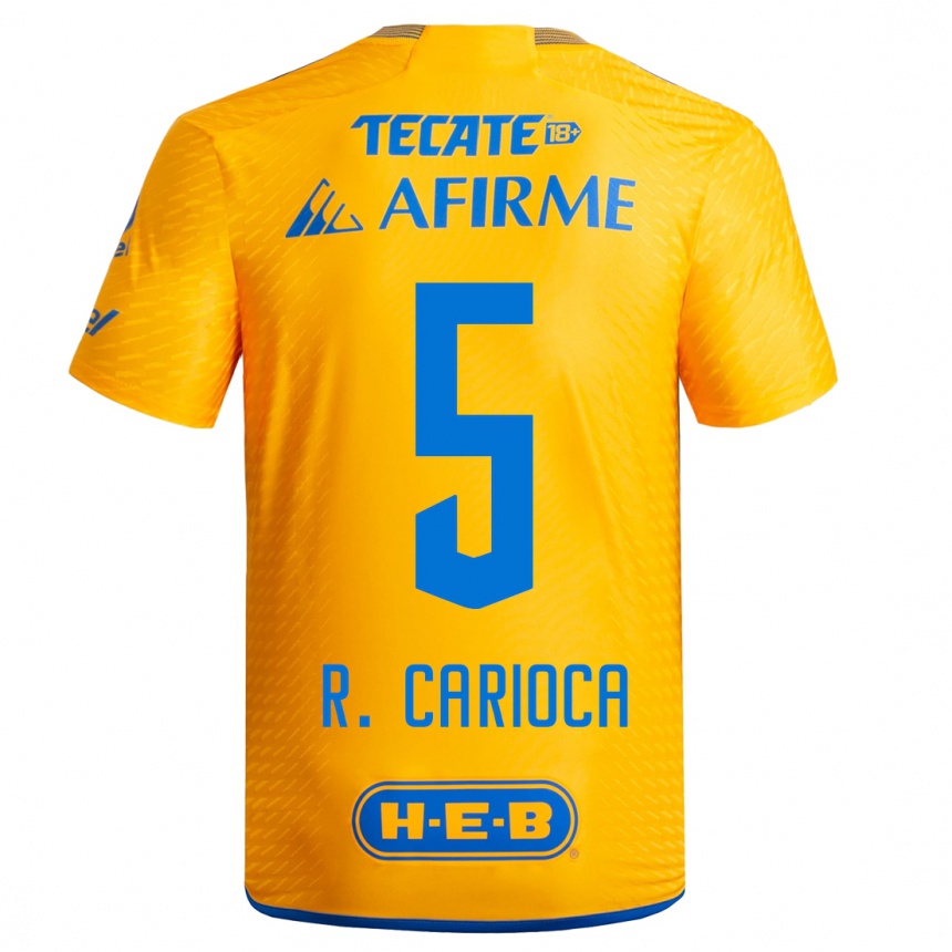 Hombre Fútbol Camiseta Rafael Carioca #5 Amarillo 1ª Equipación 2023/24